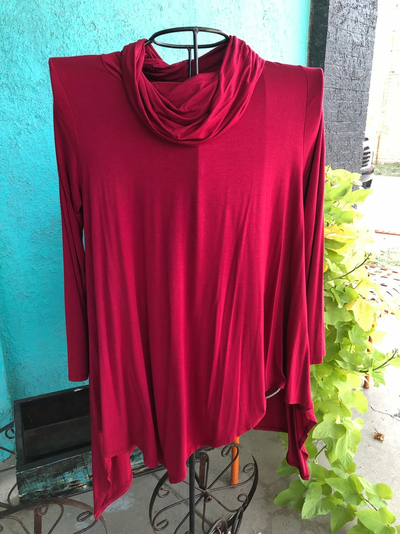 LILYPAD Ladies Red Cowl Neck Tunic