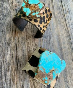 A Rare Bird Accessories Leopard Cuff W/Turquoise Stone - 2 Styles