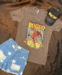 Ranch Swag Ladies Rodeo Bucking Bronc V-neck T-shirt