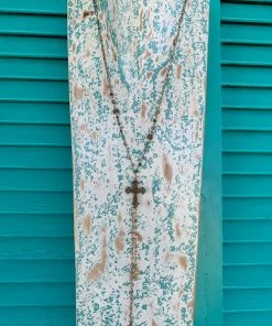 JJs Designs & Boutique Dainty Cross Necklace W/beads