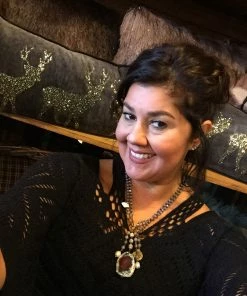 Orange Ladies Black Knit Poncho