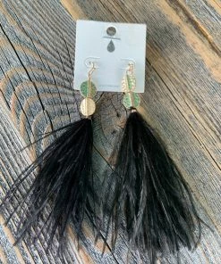 JJs Designs & Boutique Accessories Black Feathery Earrings
