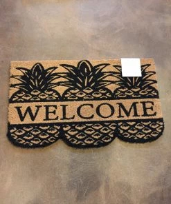 Evergreen Pineapple Welcome Mat Decor