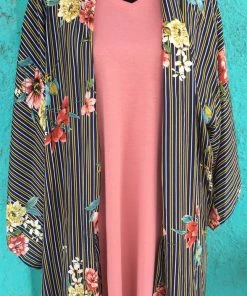 Umgee Striped Floral Duster Ladies
