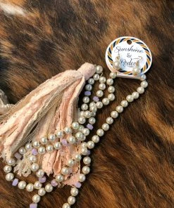 Sunshine & Rodeos Pearl Necklace And Earring Set With Lace Tassel