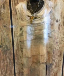 Adore Ladies White, Grey And Pink Layered Tank