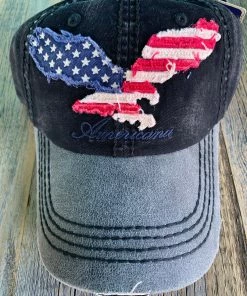 K & B Trading Eagle Silhouette With American Flag Ball Cap