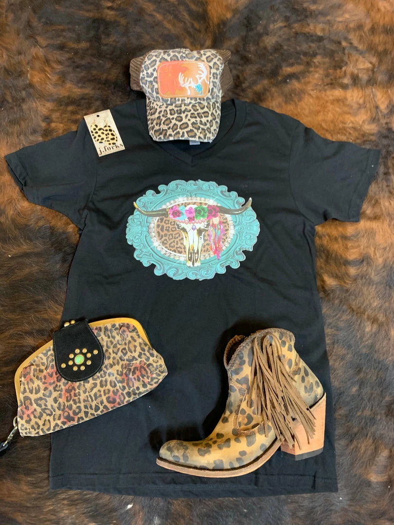 JJs Designs Rhinestone Steer T Shirt