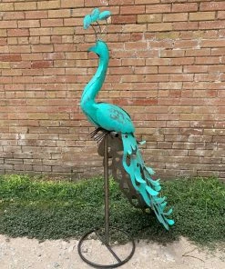 The Iron Man Decor Turquoise Metal Peacock