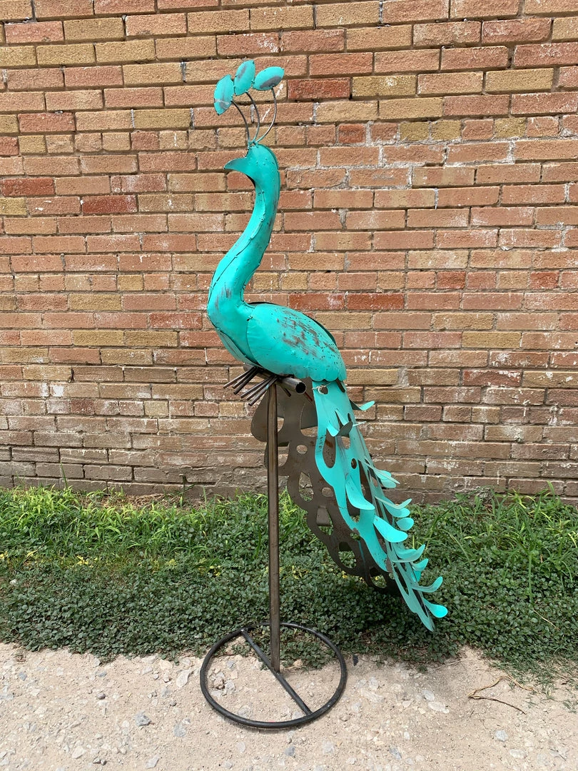 The Iron Man Decor Turquoise Metal Peacock