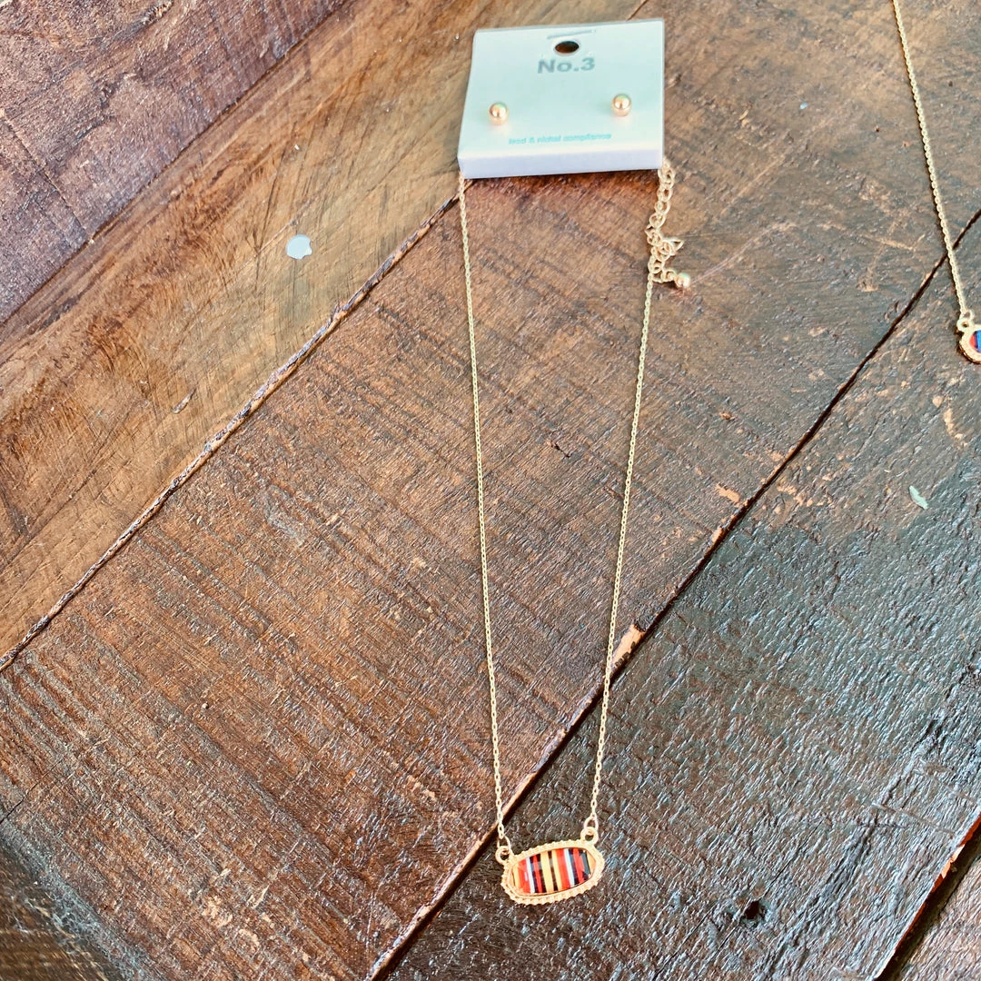 No.3 Accessories Serape Earring And Necklace Set