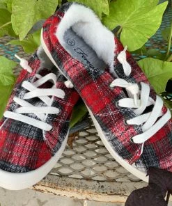 Forever By Forever Link Other Footwear Red Plaid Sneaker