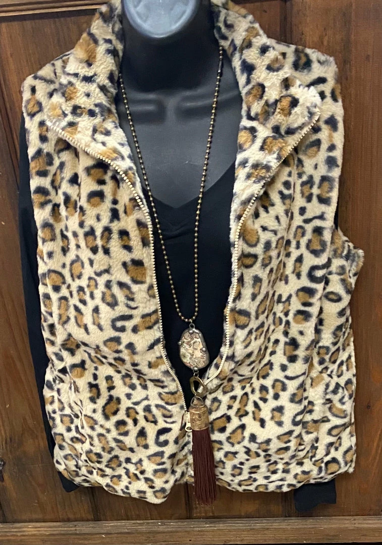 Charlie Paige Leopard Vest Dusters - Kimonos