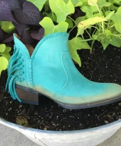 Circle G Turquoise Shorty Boot With Fringe Boots