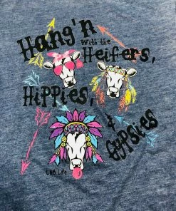 JJs Designs “Hang’n Will Th The Heifers, Hippies & Gypsies” Blue T-shirt