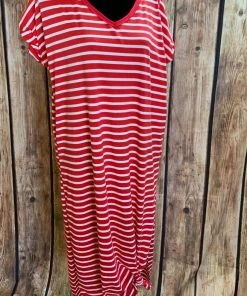 JJs Designs Red Striped Dress Ladies