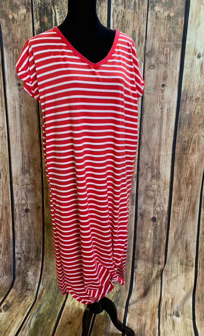JJs Designs Red Striped Dress Ladies