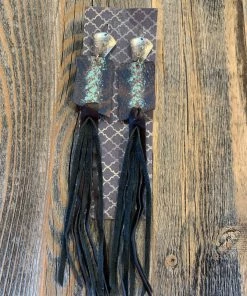JJs Designs Accessories Hand Painted Leather Earrings W/fringe