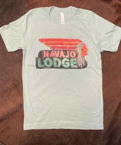 Ranch Swag Navajo Lodge Neon Sign Crew Neck T-Shirt Mint