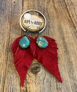Art By Amy Leather W/Turquoise Earrings Accessories