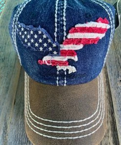 K & B Trading Eagle Silhouette With American Flag Ball Cap