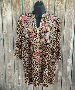 Tunics Adore Cheetah Embroidered Tunic
