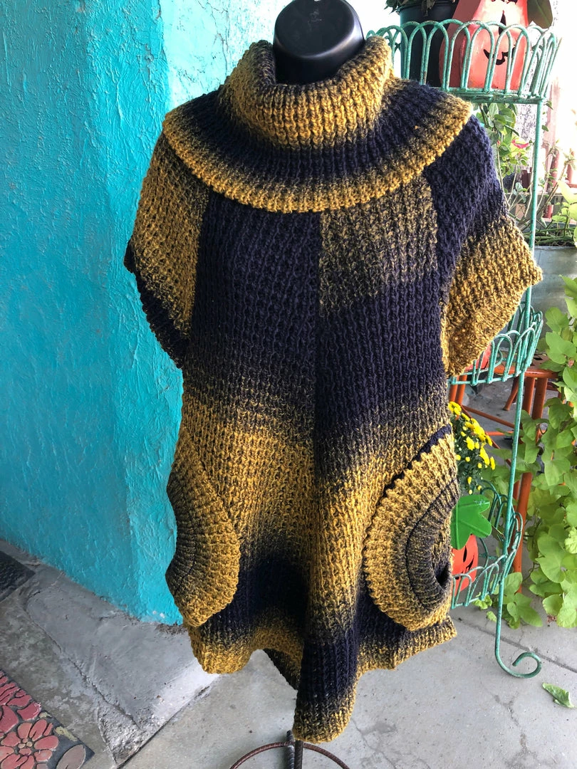 Orange Mustard And Navy Knit Tunic