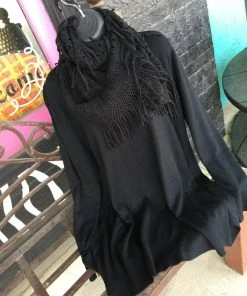 Orange Ladies Tunic Sweater With Scarf+