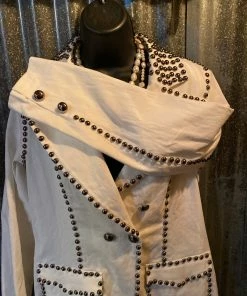 Adore Ladies White Denim Jacket With Studs