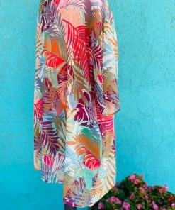 Lilypad Sheer Palm Leaf Kimono & Coverup