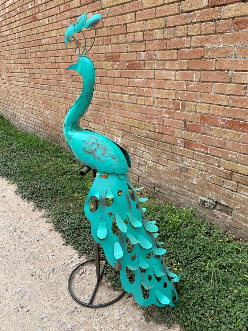 The Iron Man Decor Turquoise Metal Peacock
