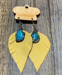 Art By Amy Leather W/Turquoise Earrings Accessories
