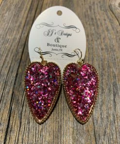 JJs Designs & Boutique Glitter Heart Earrings Jewelry
