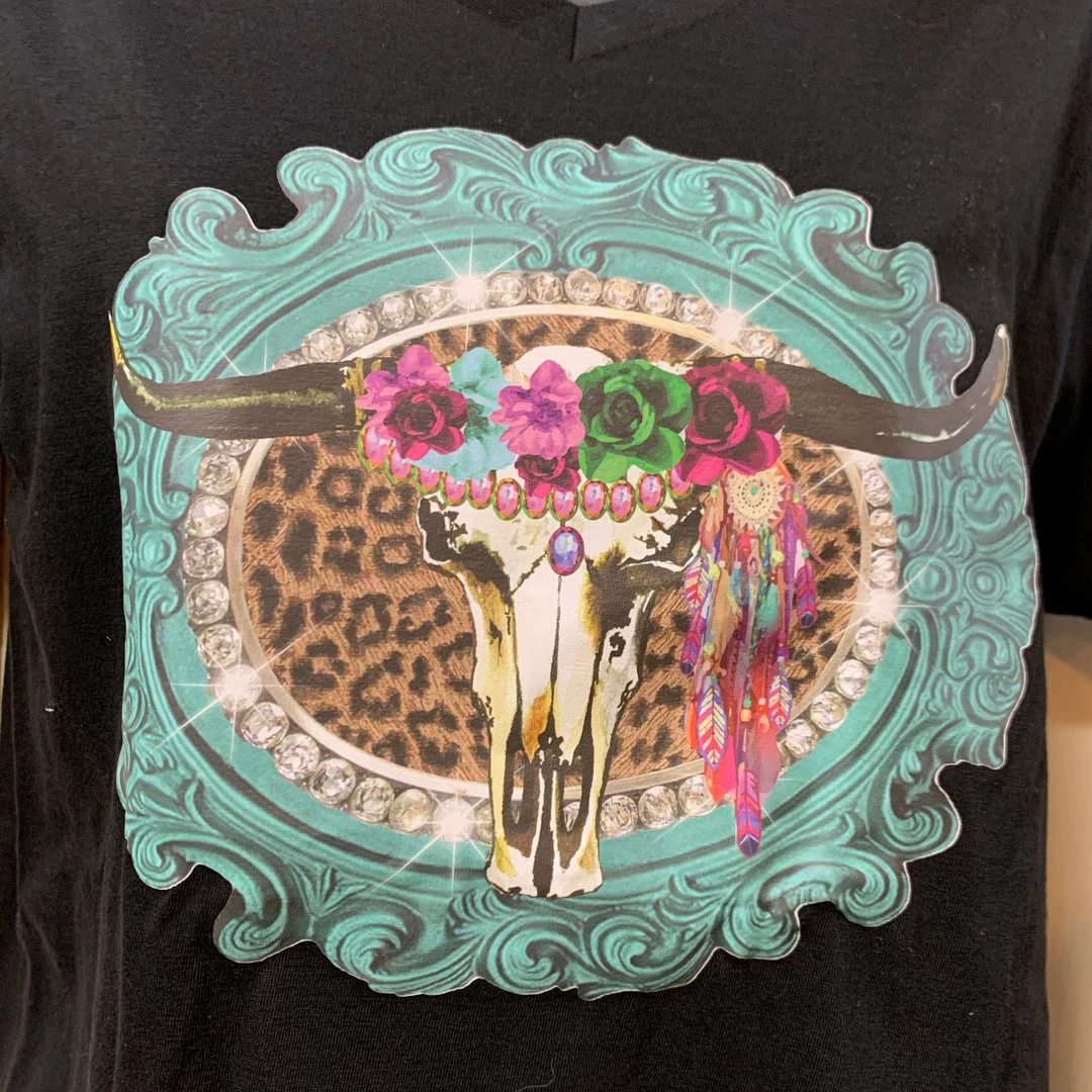JJs Designs Rhinestone Steer T Shirt
