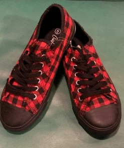 Charlie Paige Red Plaid Tennis Shoe Shoes