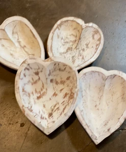 Tha Wholesale Guy Heart Wood Bowl Whitewash Decor