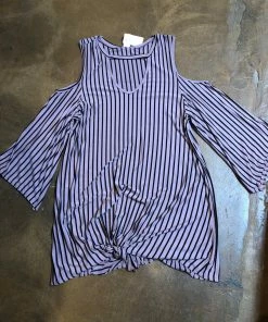 LILYPAD Ladies Purple And Black Striped Tunic