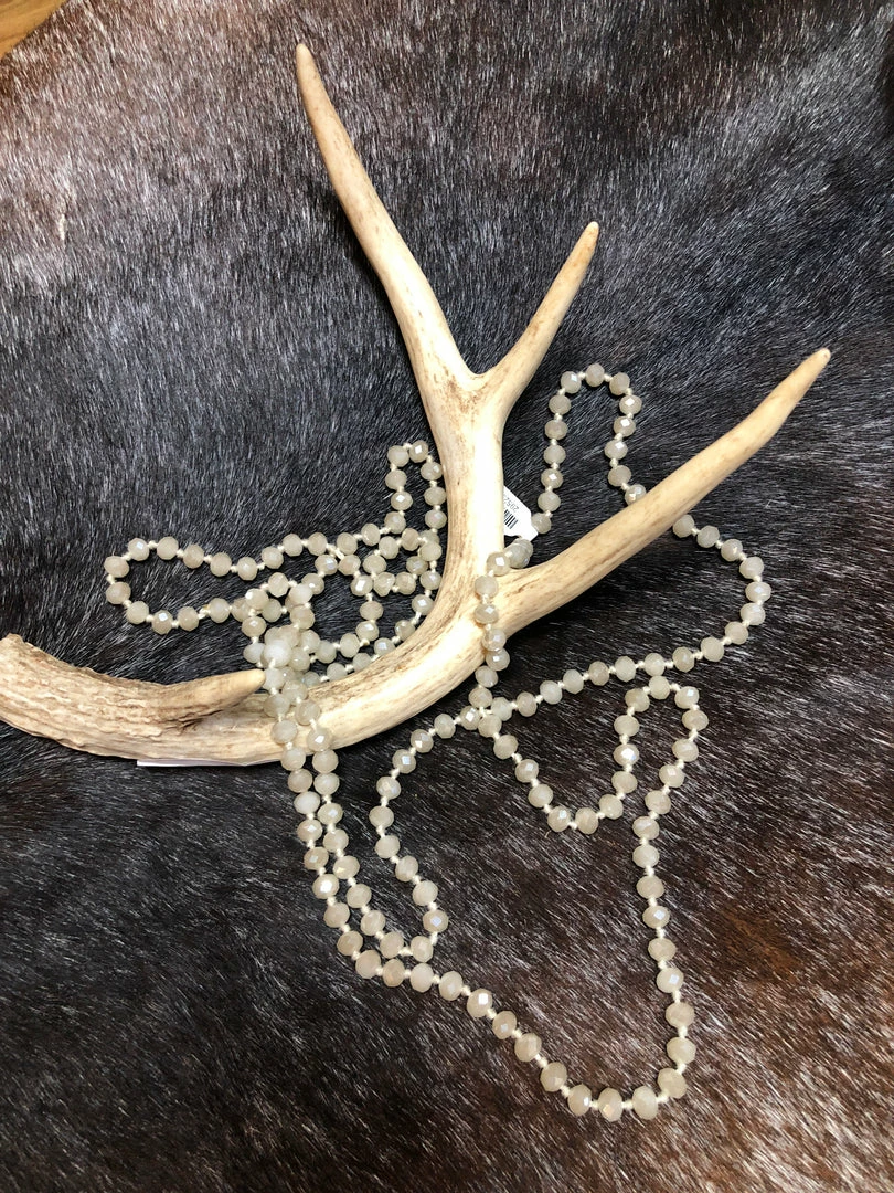 JJs Designs Cream Sparkly Long Beads