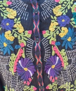 Johnny Was Tunics Roseton Floral-Embroidered Gauze Tunic