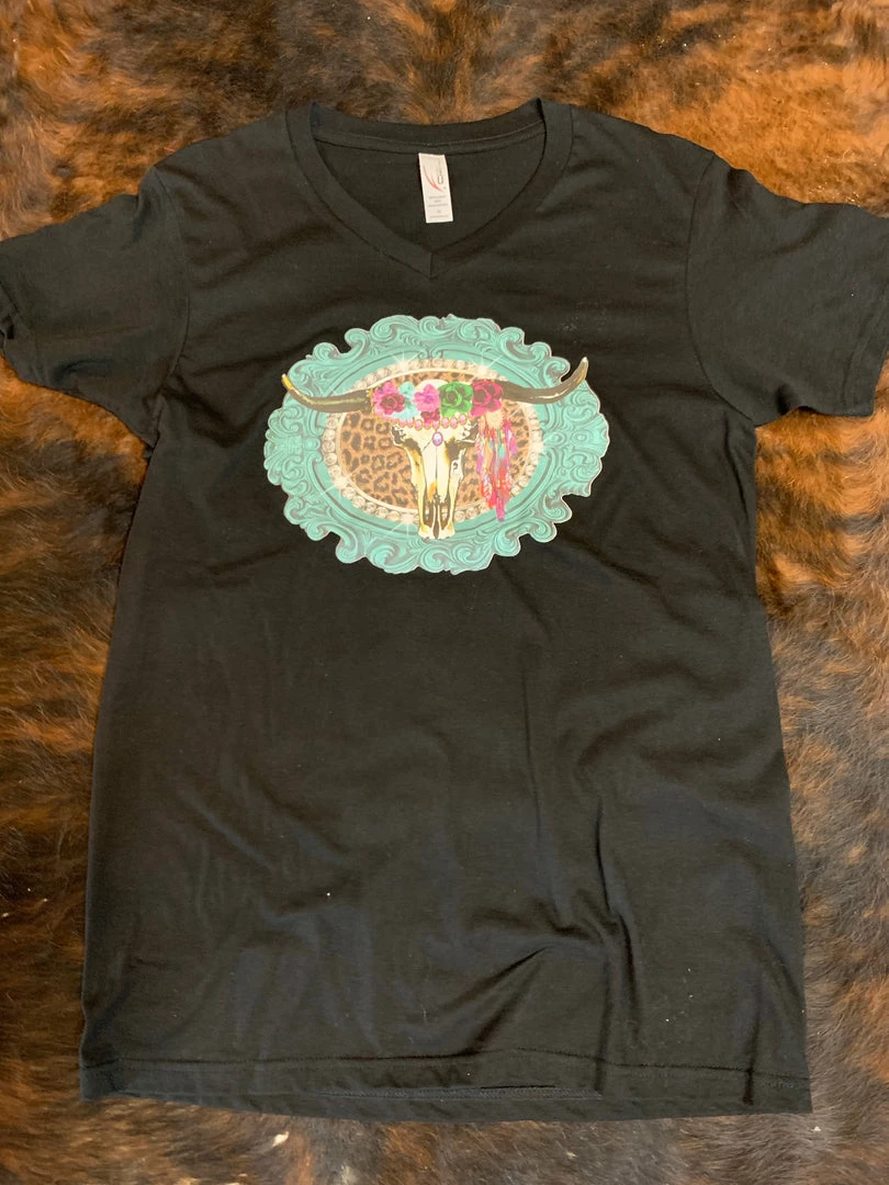 JJs Designs Rhinestone Steer T Shirt