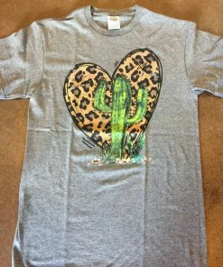 JJ’s Designs Cheetah Heart W/Cactus T Shirt