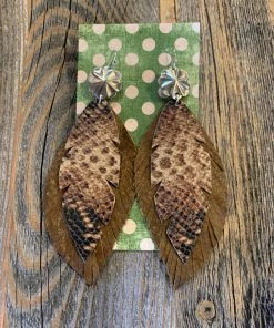 JJs Designs Accessories Leather Snake Feather Earrings