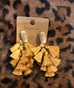 Treasure Accessories Mustard Cluster Thread Earrings