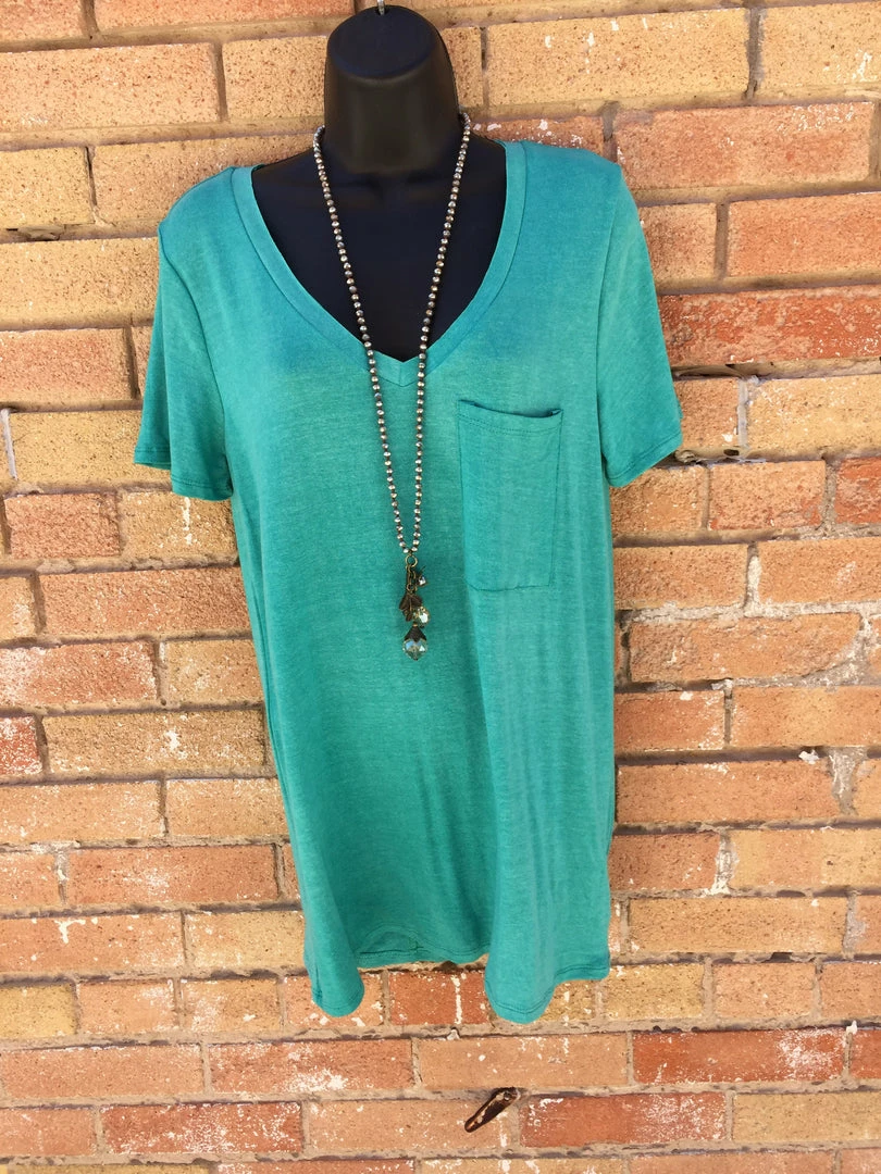 JJās Designs Turquoise V-Neck Pocket T-shirt #045 Ladies