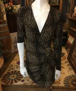 Tyche Cheetah Wrap Front Dress