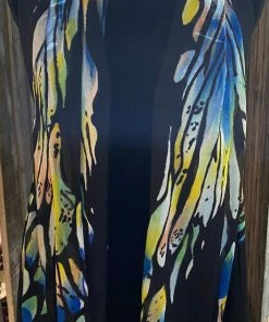Adore Dusters - Kimonos Black Multi Color Hand Painted Vest