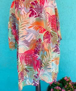 Lilypad Sheer Palm Leaf Kimono & Coverup