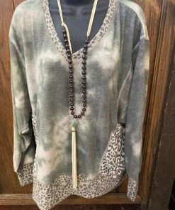 Jupee V Neck Olive Tie Tunic Tunics