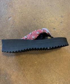 JJs Designs & Boutique Red Shimmer American Flip Flop Ladies