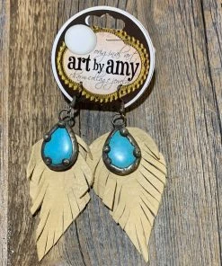 Art By Amy Leather W/Turquoise Earrings Accessories